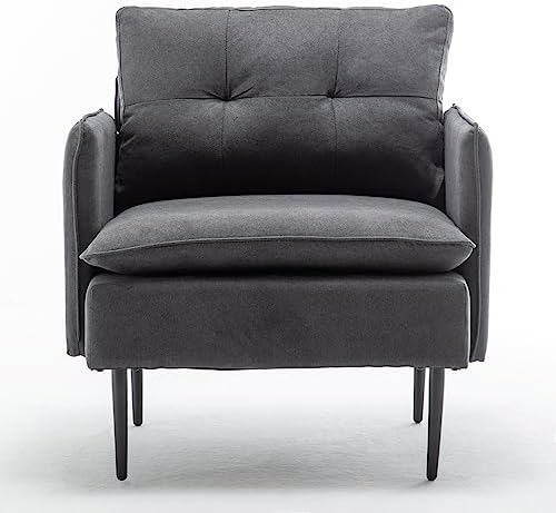 SDADI Chaise d'appoint en velours, fauteuil moderne du milieu du siècle pour salon, chambre à coucher, chaise longue capitonnée, coussin en éponge épaisse pour bureau, appartement (gris foncé)
 Fiche Technique et Prix au Maroc