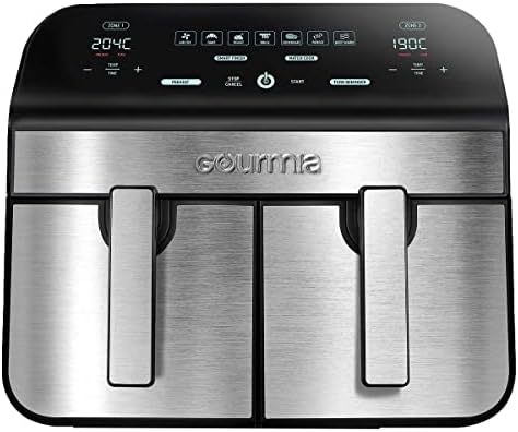Friteuse à air numérique Gourmia d'une capacité de 10 litres/9,4 litres à double panier, avec finition intelligente et 7 fonctions de cuisson
 Avis, Fiche Technique et Prix au Maroc