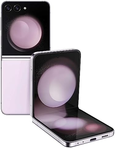 SAMSUNG Galaxy Z Flip 5 Téléphone portable Android débloqué en usine, 256 Go, design compact et pliable, contrôle à une main, meilleurs selfies, écran à couverture complète, utilisation mains libres, version américaine, 2023, lavande
 Fiche Technique et Prix au Maroc