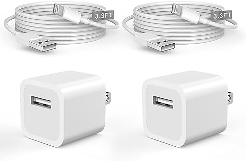 Chargeur iPhone, chargeurs Apple pour iPhone,[Apple MFi Certified] Bloc de voyage pour chargeur mural USB, 2 paquets, avec câble de synchronisation de données à charge rapide USB vers Lightning de 3,3 pieds, pour iPhone 14/13/12/11/X/8/7/XR/XS Max
 Fiche Technique et Prix au Maroc
