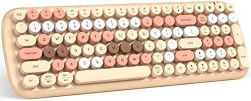 MOFII Clavier Bluetooth sans fil pour Mac, iPad, iPhone, PC, ordinateur portable et Android, connectez jusqu'à 3 appareils simultanément, machine à écrire portable à 100 touches, clavier rond rétro à touches rondes - Thé au lait coloré
Avis,  Fiche Technique et Prix au Maroc