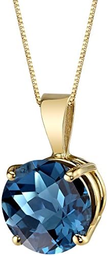 Pendentif topaze bleue Peora London en or jaune 14 carats, véritable solitaire de pierres précieuses, forme ronde, 8 mm, 2,50 carats au total
Avis,  Fiche Technique et Prix au Maroc
