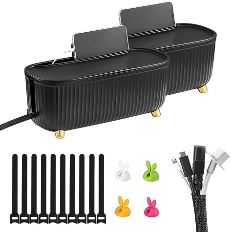 Homebliss Boîte de gestion de câbles – 2 boîtes de rangement de câbles – Organisez soigneusement les câbles avec style – Solution de stockage de câbles idéale pour TV, ordinateur, multiprises d'ordinateur portable – Boîte de câbles élégante pour le bureau à domicile – Noir
 Fiche Technique et Prix au Maroc