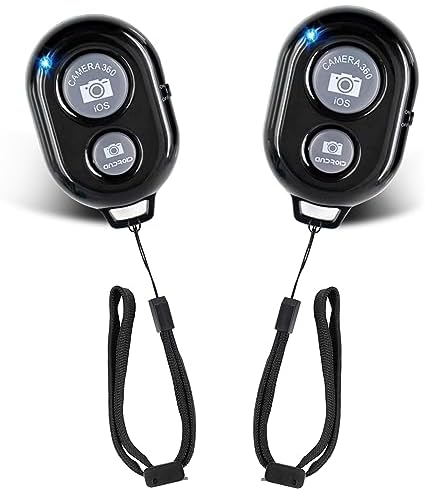Télécommande de caméra Bluetooth pour smartphones, paquet de 2, sans application, télécommande de caméra de téléphone sans fil compatible avec téléphone portable iPhone et Android, cliquez sur photos et vidéos, noir
 Fiche Technique et Prix au Maroc