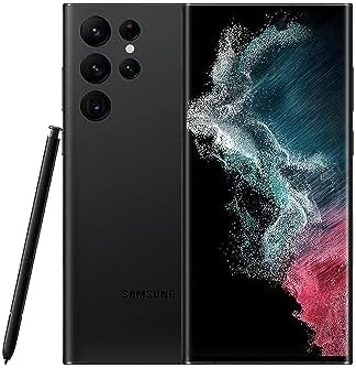 SAMSUNG Galaxy S22 Ultra Téléphone portable Android débloqué en usine, 128 Go, appareil photo 8K, écran le plus lumineux, stylet S, longue durée de vie de la batterie, processeur rapide 4 nm, version américaine, 2022, noir fantôme
 Fiche Technique et Prix au Maroc
