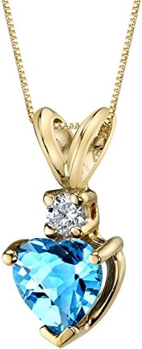 Peora Topaze bleue suisse avec pendentif diamant véritable en or jaune 14 carats, solitaire en forme de cœur, 6 mm, 1 carat au total
Avis,  Fiche Technique et Prix au Maroc
