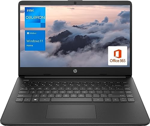 HP Portable Laptop, Student and Business, 14" HD Display, Intel Quad-Core N4120, 8GB DDR4 RAM, 64GB eMMC, 1 Year Office 365, Webcam, SD Card Reader, HDMI, Wi-Fi, Windows 11 Home, Black, KKE Mousepad Fiche Technique et Prix au Maroc