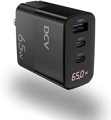 Chargeur USB C DCV 65 W, affichage de puissance LED GaN PD QC 3.0 bloc de charge rapide chargeur de type C compatible pour ordinateurs portables, iPad Pro, iPhone 14 Pro Max 13 12 11, Galaxy S22 S21 Note 20
 Fiche Technique et Prix au Maroc