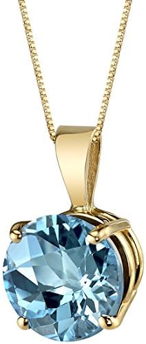 Pendentif Peora topaze bleue suisse en or jaune 14 carats, solitaire classique, forme ronde, 8 mm, 2,50 carats au total
Avis,  Fiche Technique et Prix au Maroc