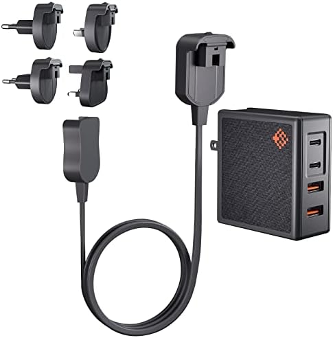 Chargeur USB C GAN : adaptateur secteur 100 W, 96 W, 87 W, 85 W, 67 W – Bloc mural PD compact rapide à 4 ports – Adaptateur de voyage pour MacBook, Surface, Lenovo (+ adaptateurs internationaux + rallonge)
 Fiche Technique et Prix au Maroc