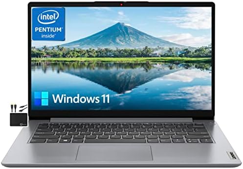 Lenovo IdeaPad 2023 Ordinateur portable HD 14" Quad Core Intel Pentium N5030 (jusqu'à 3,1 GHz), 4 Go de RAM, 128 Go eMMC, WiFi, webcam, 10 heures de batterie, Microsoft 365, Win 11S + MarxsolCables Cloud Grey
 Fiche Technique et Prix au Maroc