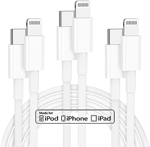 Paquet de 3 câbles de chargeur pour iPhone 14 13 de 6 pieds, [ Apple MFi Certified ] Câble USB C vers Lightning long de 6 pieds, cordon de charge rapide Apple de type C de 6 pieds pour iPhone 14 Pro Max/13 Pro/12 mini/11/X/XS/XR/8 Plus/iPad
 Fiche Technique et Prix au Maroc