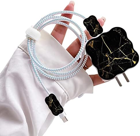 Protecteur de câble mignon pour chargeur d'iPhone, motif marbre luxueux Kawaii, câble de données, chargeur USB, ligne de données, économiseur de fil de téléphone pour iPhone 11 12 13 14 Pro Max XS XR X 7 8 Plus - Noir
 Fiche Technique et Prix au Maroc