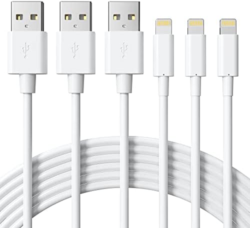 Novtech Lot de 3 cordons de chargeur pour iPhone certifié MFi de 1,8 m, câble de charge rapide 2,4 A, câble USB vers Lightning pour iPhone 14 Plus 13 12 11 Pro Max Mini SE XR Xs X 8 7 6 6S iPad AirPods, blanc
 Fiche Technique et Prix au Maroc