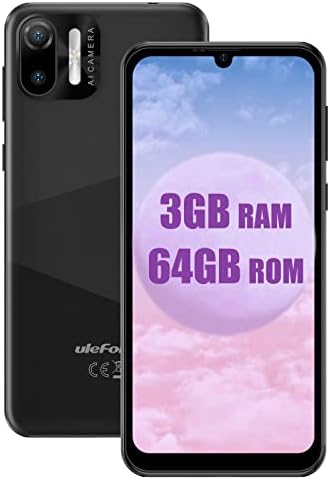 Téléphones portables débloqués Ulefone Android 12, Note 6T 4G, téléphones portables ultra-minces et légers, 6,1" HD+ plein écran, smartphone ROM 64 Go, 3300 mAh, déverrouillage facial, smartphone double SIM - Noir
 Fiche Technique et Prix au Maroc