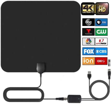 Digital TV Antenna Canada Local Channels - 300 Miles HDTV Antenna TV Amplifier and Signal Booster for Smart TV, Support Freeview 4K 1080P VHF UHF Fire Stick and All Older TV's, 10 FT Coax Cable Fiche Technique et Prix au Maroc