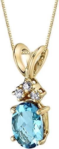 Pendentif Peora Topaze bleue suisse avec diamants véritables en or jaune 14 carats, solitaire délicat, forme ovale, 7x5 mm, 1 carat au total
Avis,  Fiche Technique et Prix au Maroc