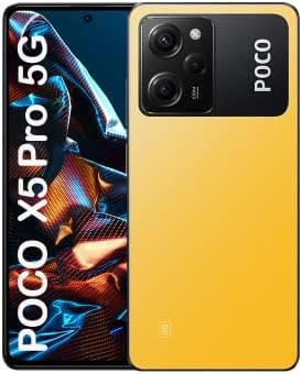 Xiaomi Poco X5 PRO 5G + 4G Volte Global Unlocked 256GB + 8GB GSM 6.67" 108 mp Triple Camera (ONLY Tmobile Mint Tello USA Market) + (Car Fast Car 51W Charger Bundle) (Yellow) Fiche Technique et Prix au Maroc