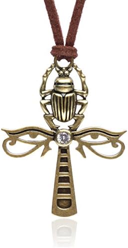 Karsee Collier avec pendentif croix égyptienne Ankh, œil d'Horus et scarabée, bijoux cadeaux, cordon en cuir réglable
Avis,  Fiche Technique et Prix au Maroc