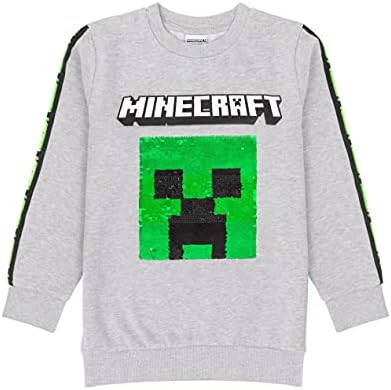 Minecraft Kids Sweatshirt Sequin Creeper TNT Grey Gamer Jumper Hoodie Fiche Technique et Prix au Maroc