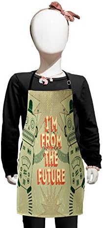 Lunarable Tablier moderne, image futuriste vintage de robots I am from The Future Words Art imprimé contemporain, petit tablier avec attaches réglables pour la pâtisserie, la peinture, petite taille, multicolore
 Avis, Fiche Technique et Prix au Maroc
