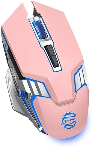 SHUNJINRUN Souris Bluetooth, souris silencieuse sans fil rechargeable, multi-appareils (BT 5.0/3.0 + USB) souris de jeu rétroéclairée RVB, souris d'ordinateur ergonomique sans fil pour ordinateur portable, PC, Mac, Chromebook, iPad – Rose
 Fiche Technique et Prix au Maroc