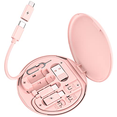 Kit de câble adaptateur de charge multi USB, boîtier adaptateur USB C vers éclairage, kit de conversion USB A et type C vers mâle micro/type C/Lightning, transfert de données, stockage de cartes, broche d'éjection de plateau, support de téléphone (rose)
 Fiche Technique et Prix au Maroc