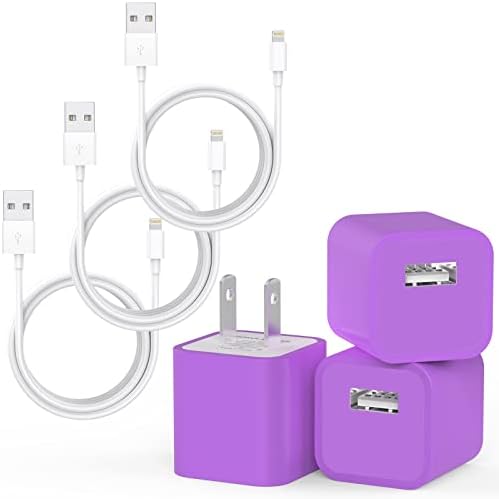 ZUQIETA Lot de 3 câbles de chargement pour iPhone (certifiés Apple MFi) pour synchronisation de données et 3 adaptateurs de prise de voyage pour chargeur mural USB compatibles iPhone 12 Pro/11 Pro/Xs/XR/X/8/8Plus et plus encore - Violet
 Fiche Technique et Prix au Maroc