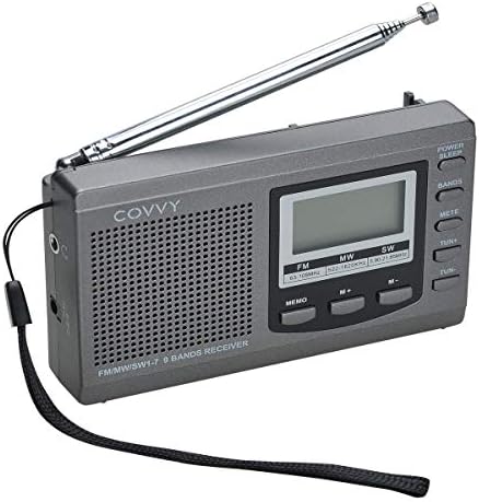 COVVY AM/FM/SW1-7 Récepteur Radio Portable à 9 Bandes avec Haut-Parleur et écouteurs,réception Excellente Radio numérique à Affichage de l'heure 12/24H,rétroéclairage,Alarme,fonctionnant sur Batterie
 Avis, Fiche Technique et Prix au Maroc