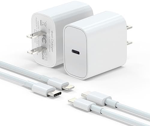 Lot de 2 chargeurs ultra rapides pour iPhone. [with Apple MFi Certified] Chargeur mural USB C PD 20W, câble de charge rapide de 6 pieds, Compatible avec iPhone 14/14 Pro Max/13/13Pro/12/12 Pro/11/11Pro/XS
 Fiche Technique et Prix au Maroc
