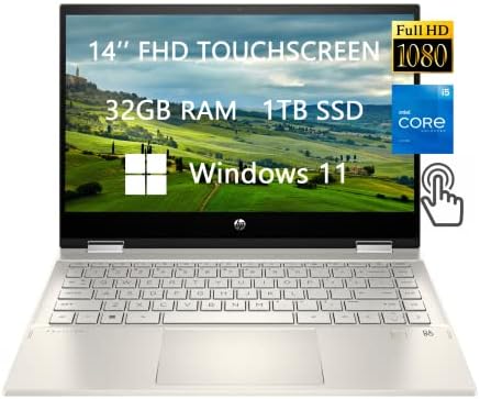 HP Pavilion 14 FHD Spin 2-en-1 ordinateur portable convertible à écran tactile, dernière mise à niveau 2023, Intel Core i5-1135G7, 32 Go de RAM, SSD 1 To, HDMI, lecteur FP, Windows 11, prêt pour l'école et l'entreprise, câble HDMI ROKC
 Fiche Technique et Prix au Maroc