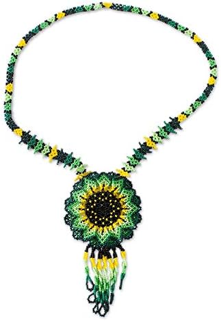 NOVICA Collier avec pendentif en perles de verre fait à la main, artisanal mexicain, tournesol sans pierre, déclaration verte, long motif floral du Mexique « Fleur ensoleillée »
Avis,  Fiche Technique et Prix au Maroc