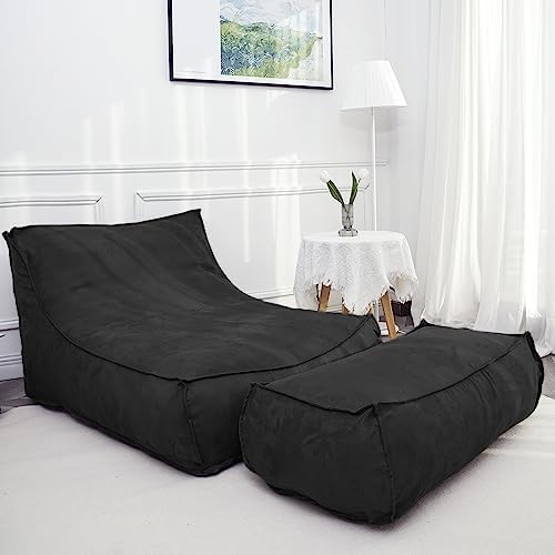 N&V Canapé de sol géant avec rembourrage en mousse, très grand pouf en mousse haute densité, housse en imitation chamois, lin indépendant (noir, avec ottoman)
Avis,  Fiche Technique et Prix au Maroc
