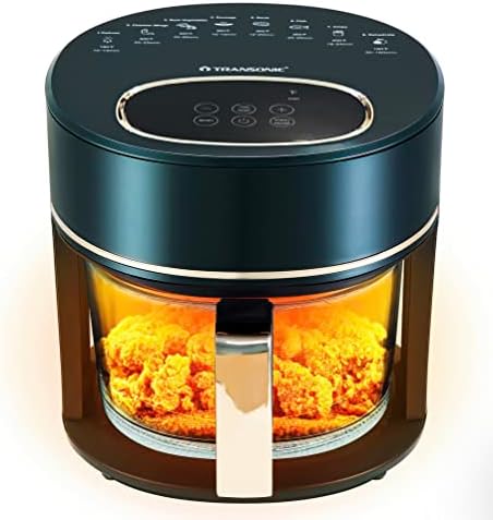 Transonic 1200W Air Fryer Oven 3.5 Quart Non Toxic Non Stick Easy Cleaning Borosilicate Glass Basket, 8 Cooking Presets, Touch Digital Controls Avis, Fiche Technique et Prix au Maroc