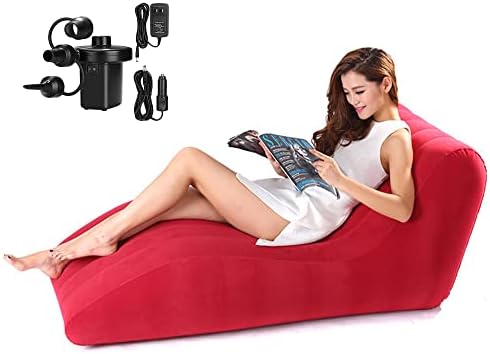 KAERMU Chaise longue gonflable de salon d'intérieur, chaise longue gonflable pliable avec pompe à air, chaise longue de voyage, camping, pique-nique, plage (rouge)
 Fiche Technique et Prix au Maroc