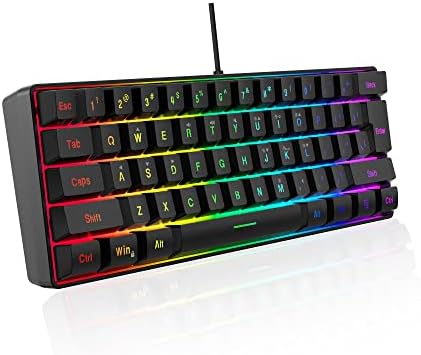 DGG K60 61 touches RVB rétroéclairé 60 % clavier de jeu filaire, ergonomique, étanche, mini compact, 60 % de sensation mécanique, pour PC Mac PS4 Xbox Gamer, dactylographe, voyage
Avis,  Fiche Technique et Prix au Maroc