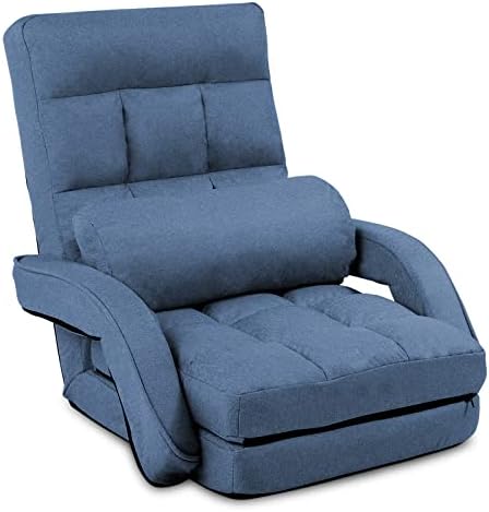 FLOGUOR Chaise de sol réglable à 42 positions, chaise longue d'intérieur, canapé paresseux pliant avec accoudoirs et oreiller rembourré, chaises de jeu pour adultes pour salon, chambre à coucher, prix d'usine (bleu) 8803BL
 Fiche Technique et Prix au Maroc