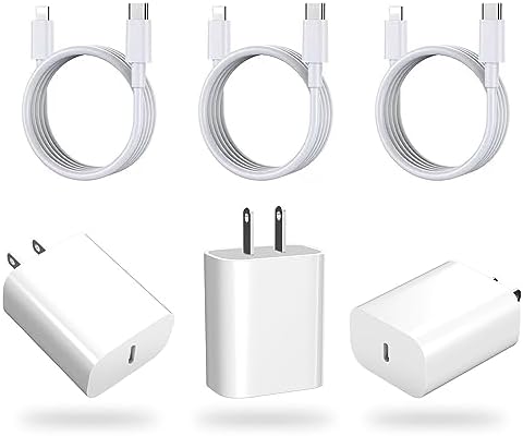 Lot de 3 chargeurs rapides pour iPhone, adaptateur de chargeur rapide mural USB C PD 20 W avec câble USB C compatible avec iPhone 14/14 Pro/14 Pro Max/14 Plus/13/12/11 et plus
 Fiche Technique et Prix au Maroc