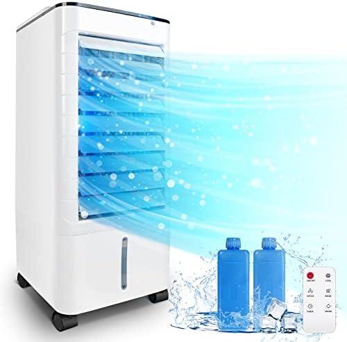 Refroidisseur d'air par évaporation, climatiseur portable 3 en 1 sans fenêtre, refroidisseur de marais à oscillation et humidification - Comprend des blocs de glace - Minuterie et télécommande de 12 heures, idéal pour la maison, le bureau, la chambre à coucher, la cuisine
 Avis, Fiche Technique et Prix au Maroc