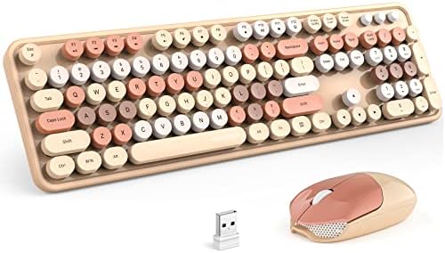 KNOWSQT Ensemble clavier et souris sans fil, thé au lait, 104 touches, claviers ronds colorés de 2,4 GHz, récepteur USB Plug and Play, pour Windows, Mac, PC, ordinateur portable, ordinateur de bureau
 Fiche Technique et Prix au Maroc