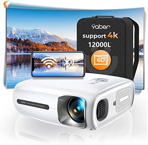 YABER Pro V7 12000L 5G WiFi Bluetooth Projector, Native 1080P Projector 4K Support, Auto 6D Keystone Correction &4P/4D, HD Movie Projectors Home&Outdoor Video 4K Projector for iOS/Android/TV Stick Fiche Technique et Prix au Maroc