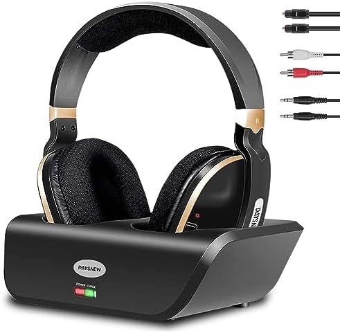 Daysnew Wireless Headphones for TV with 2.4G RF Transmitter charging Dock, 100FT Range, Plug and Play, High Volume TV headphones wireless for seniors, 20Hrs Playtime, No Delay, Support Optical/RCA/AUX Fiche Technique et Prix au Maroc