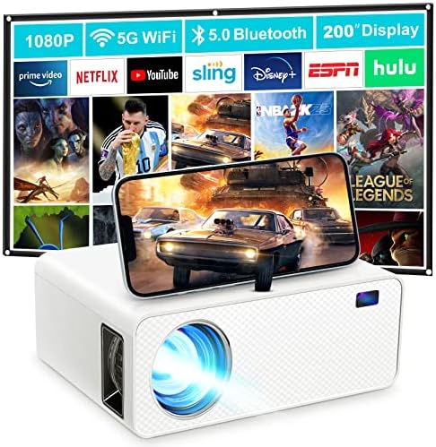 Projector With Wifi and Bluetooth, Wielio Native 1080P HD 9500 Lumens Portable Indoor Outdoor 4K Supported Multimedia Home Theater Video Projector Compatible for Iphone Android Phone HDMI USB TV Stick Fiche Technique et Prix au Maroc
