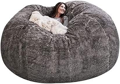 FEYOTH (ce n'était qu'une housse, pas un pouf complet, pouf géant en fourrure pour meubles de salon pour adultes, grand pouf rond doux et moelleux en fausse fourrure, housse de canapé-lit paresseux, pouf en fausse fourrure, anse de canapé paresseux
Avis,  Fiche Technique et Prix au Maroc