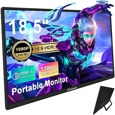 aimuonos Moniteur portable 18,5" pour ordinateur portable, moniteur de jeu de voyage 120 Hz, 400 nits HDR FHD Plug&Play, double haut-parleurs, écran externe pour PC, tablette, Mac, Switch, Xbox, PS3/4/5 Will
 Fiche Technique et Prix au Maroc