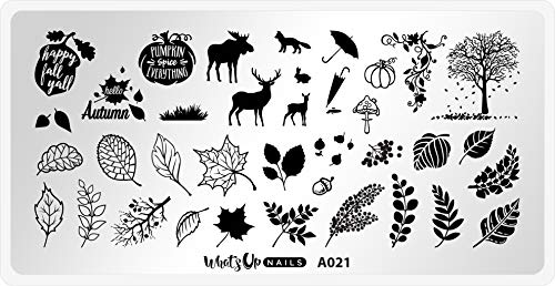 Whats Up Nails - A021 Plaque d’estampage en poils de feuilles pour la conception d’art d’ongle d’automne
 Fiche Technique et Prix au Maroc