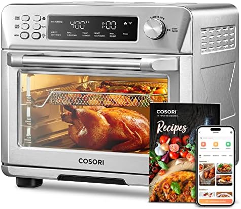 COSORI Grille-pain et friteuse à air 12 en 1, comptoir de four à convection 26 QT, acier inoxydable avec cuisson et gril, intelligent, 6 tranches de pain grillé, pizza 30,5 cm, 75 recettes et accessoires
 Avis, Fiche Technique et Prix au Maroc