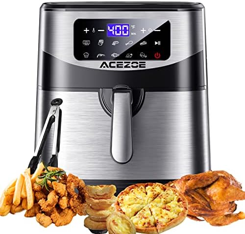 Friteuse à air Acezoe 7,4 QT en acier inoxydable, puissante 1 700 W, 9 programmes de cuisson prédéfinis, écran tactile LED, revêtement antiadhésif, 43 recettes, facile à nettoyer, arrêt automatique
 Avis, Fiche Technique et Prix au Maroc