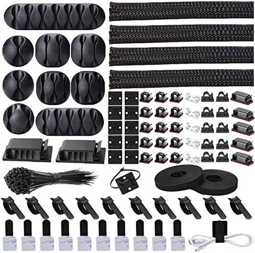 N NOROCME Kit de gestion de câbles avec 4 manchons de câble fendus avec 41 supports de clips de câble autocollants, 10 pièces et 2 rouleaux d'attaches auto-adhésives et 100 attaches de câble de fixation pour TV, bureau, voiture, bureau, maison, noir
 Fiche Technique et Prix au Maroc