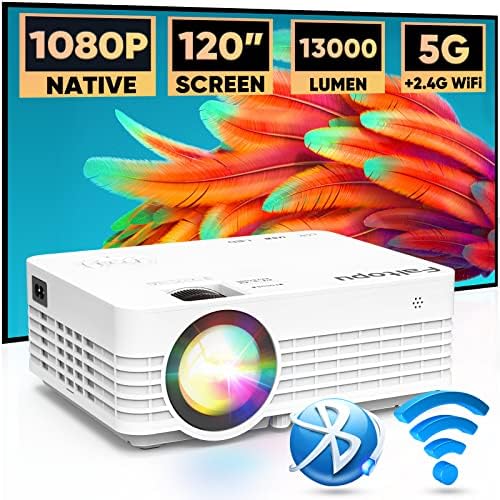Faltopu Native 1080P Projector, Mini Portable【Projector with 120'' Screen】Movie Projector with 5G WiFi and Bluetooth, 13000L Full HD Outdoor Projector Compatible with iOS/Android,TV Stick,HDMI,USB Fiche Technique et Prix au Maroc